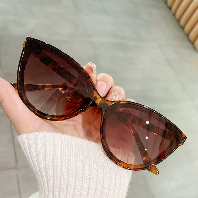Large Frame Cat Eye Sunglasses Women New Retro Minimalist Style Gradient Sun Glasses High Quality Eyeglasses UV400