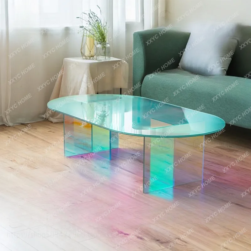 

Coffee Table Home Living Room Colorful Coffee Table Light Luxury and Simplicity Table Oval Corner Table Small Household