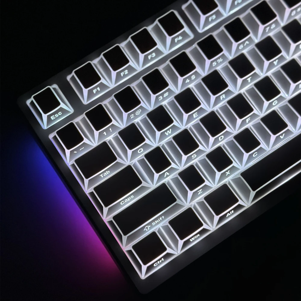 97/132 Keys Shadow Keycaps Cherry Profile PBT Side-lit White Black Keycap for 60% 75% TKL 96% 100% Gaming Mechanical Keyboard