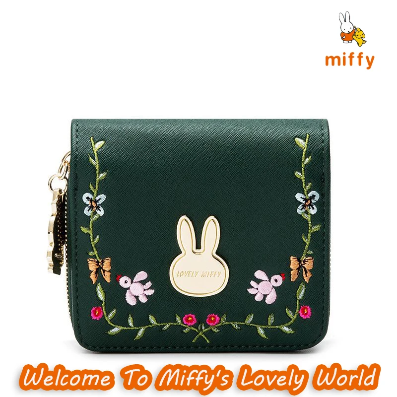 

Kawaii Miffy Wallet Green PU Cartoon Multi Functional Coin Purse Fashion Delicate Card Bag Student Anime Accessories Girls Gifts