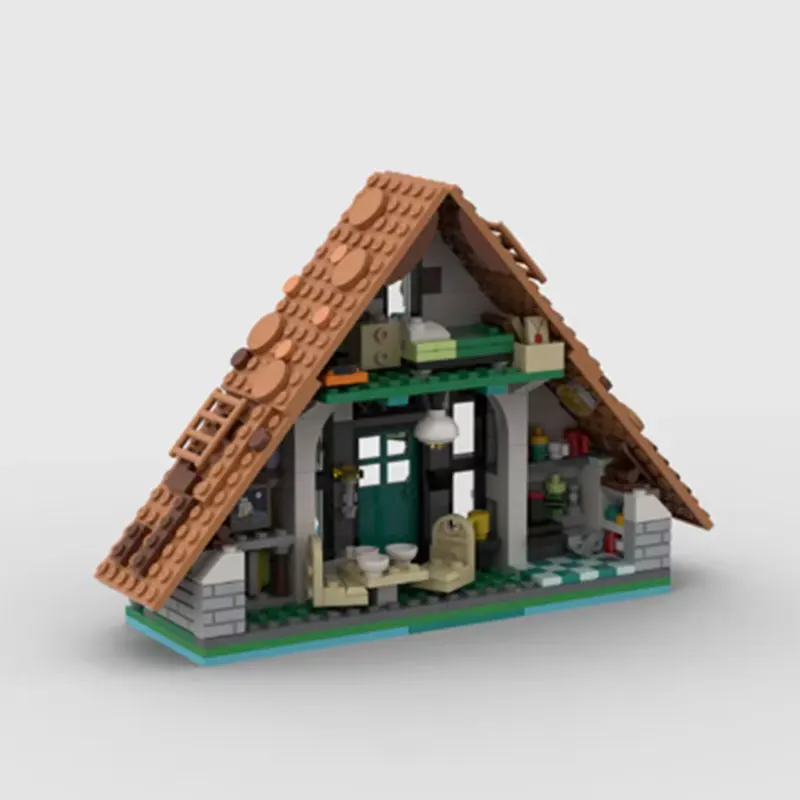 Spot MOC- 162154   Bloques de construcción ensamblados de partículas pequeñas, casa de madera cómoda, rompecabezas creativo, modelo de juguete, adorno