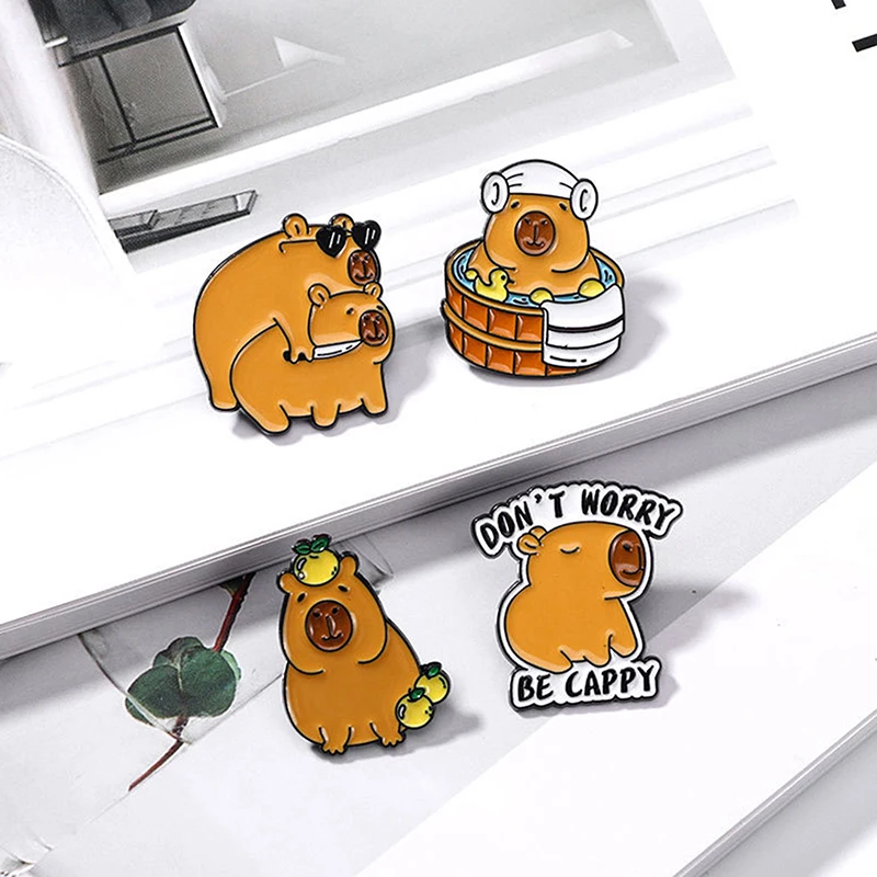 

Capybara And Yuzu Enamel Pins Custom Badges Animal Jewelry Gift For Friends Gift