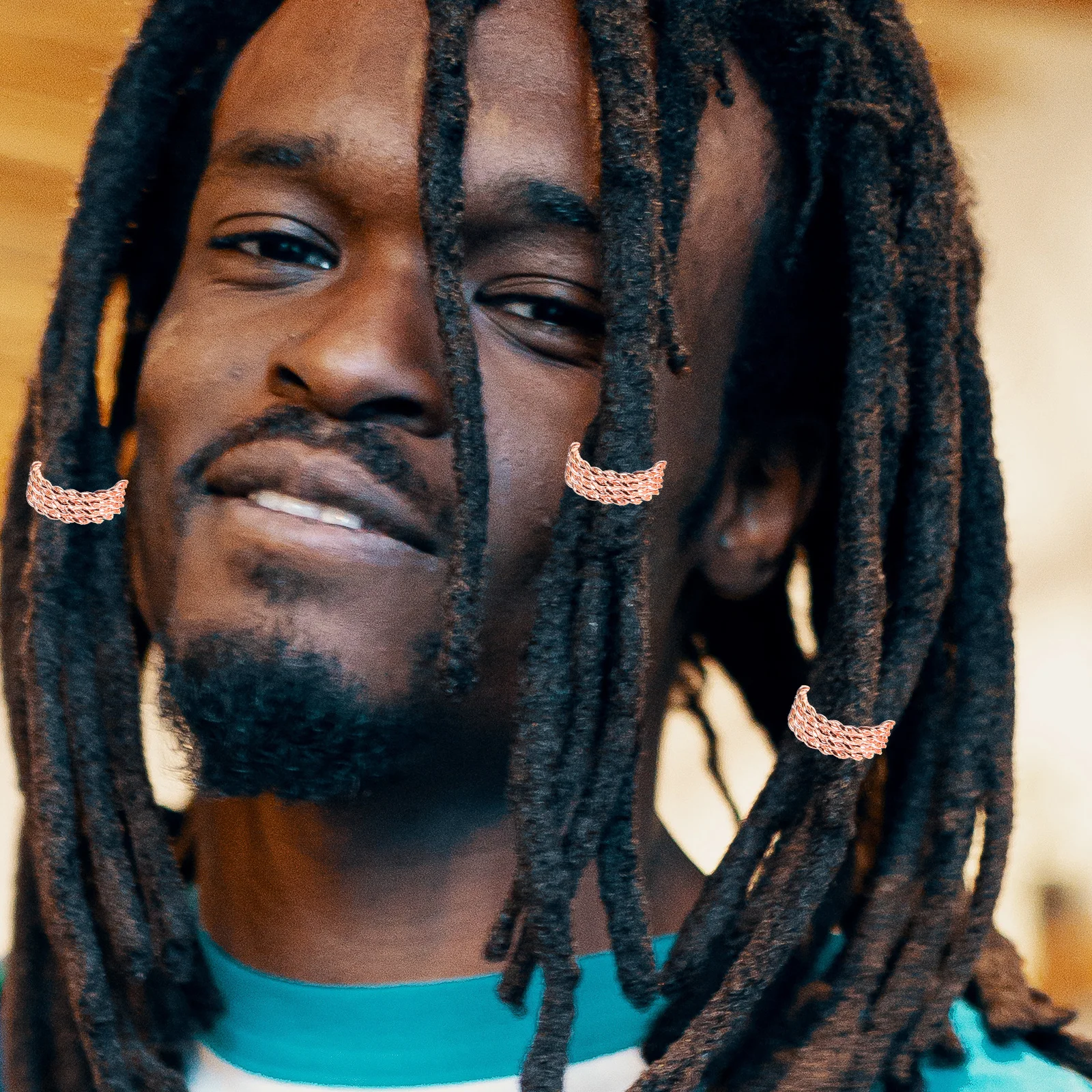 

30Pcs Metal Dreadlock Hair Cuffs Rose Gold Braiding Beads Lightweight Anti-Rust Decoration for Women Hair Braid Styling