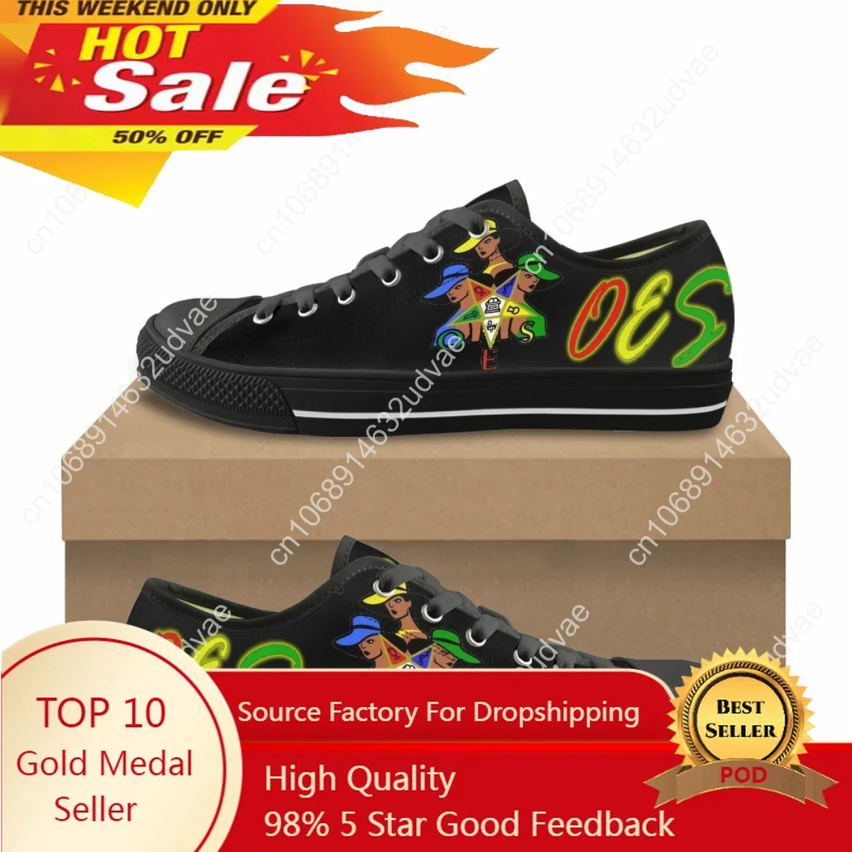 

Summer Comfortable Low Top Canvas Shoes For Ladies New Hot Order Of The Eastern Star Print OES Casual Vulcanized Sole Sneakers