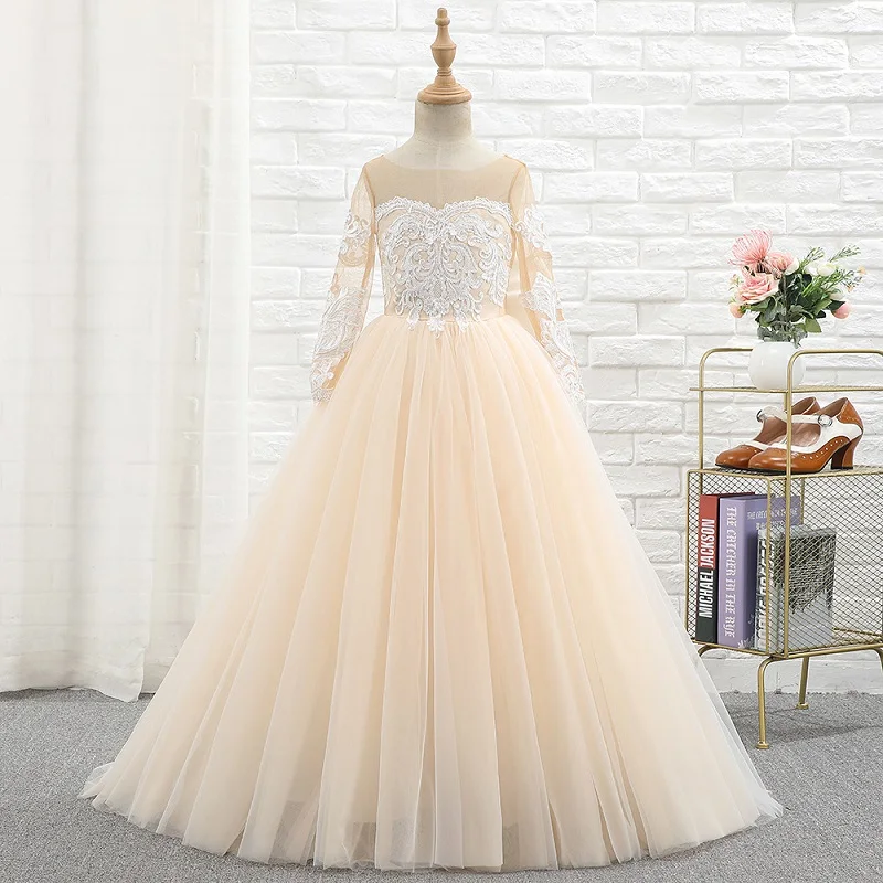 2-12 years old children's clothing wedding flower girl tutu skirt girl princess skirt lace piano performance tail dress