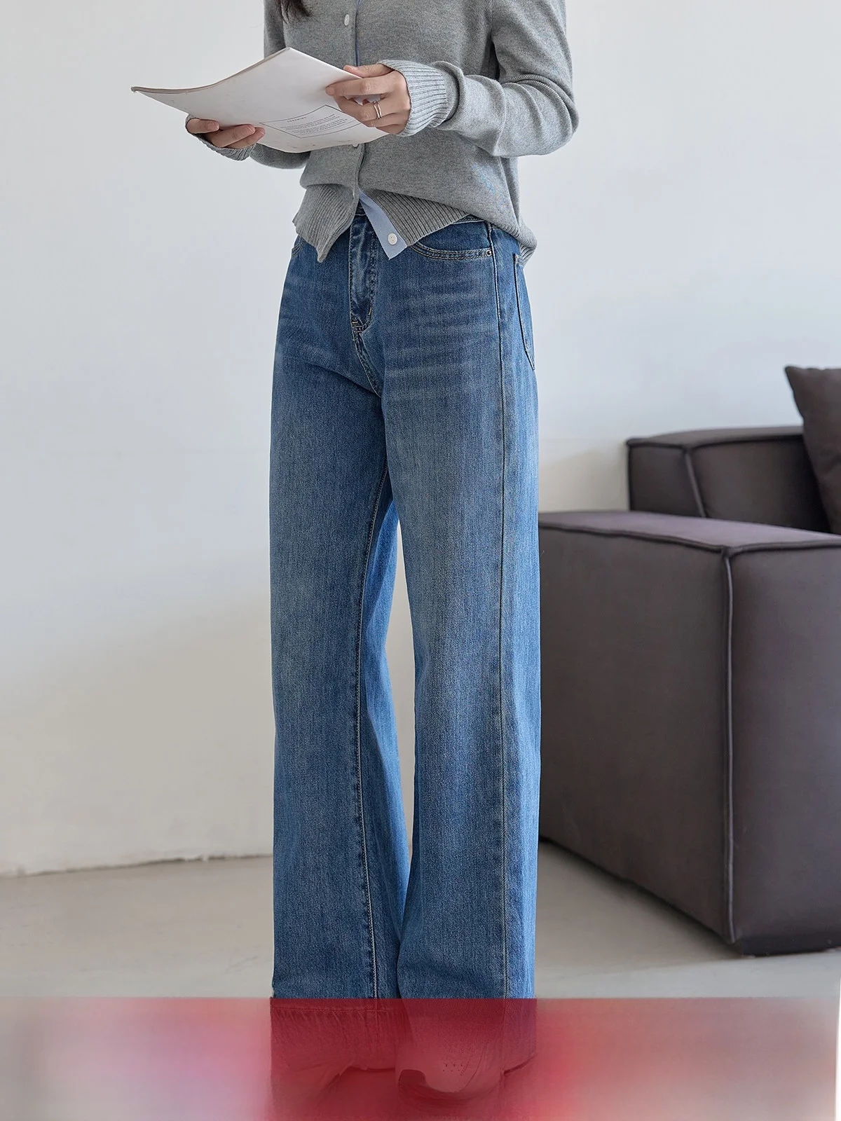 

Blue High Waist Straight Leg Jeans Women's Spring 2026 New Sle Retro Waed Slimming Denim Pants Commute Sle Ladies Jeans