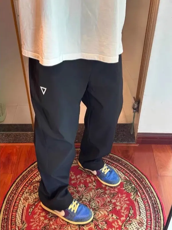 

American Street Sle Soft ell e Logo Casual Pants Loose Straight Leg Daily Versatile Long Trousers ex