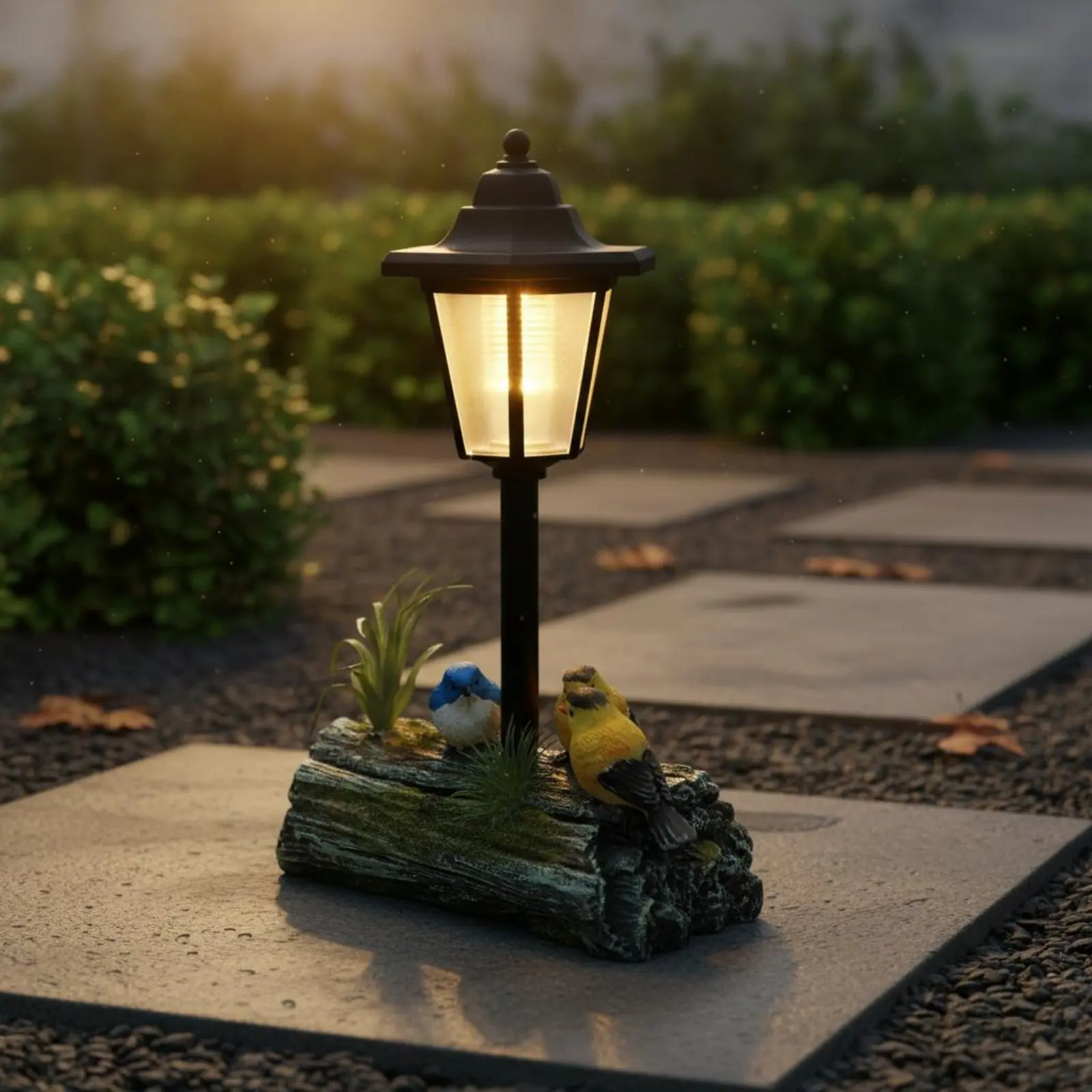Solar Bird Lamp Weather Resistant Bird Lantern Post Yard Stake Light Waterproof Outdoor Decoration Stable Base for Garden
