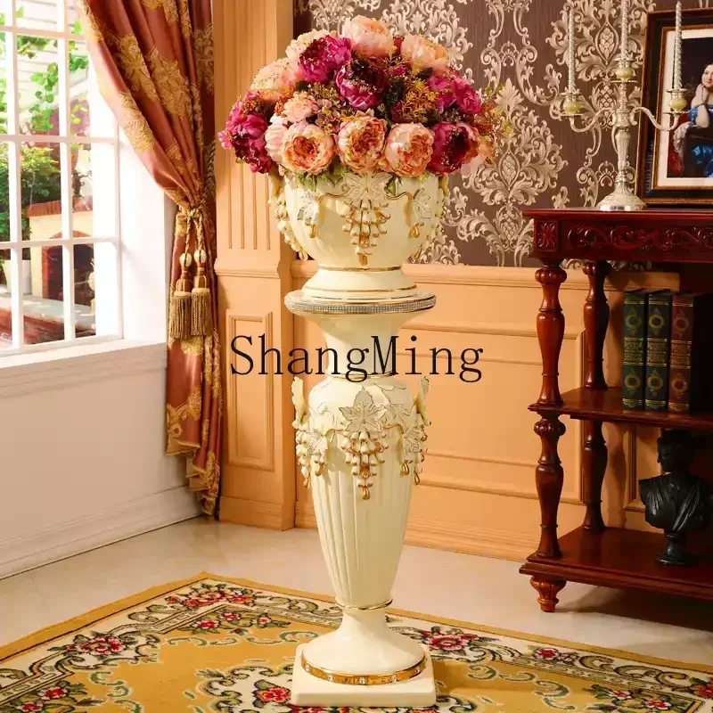 ZYYpillar ornamento soggiorno vaso di lusso di fascia alta grande vaso da fiori decorativo con pavimento in ceramica