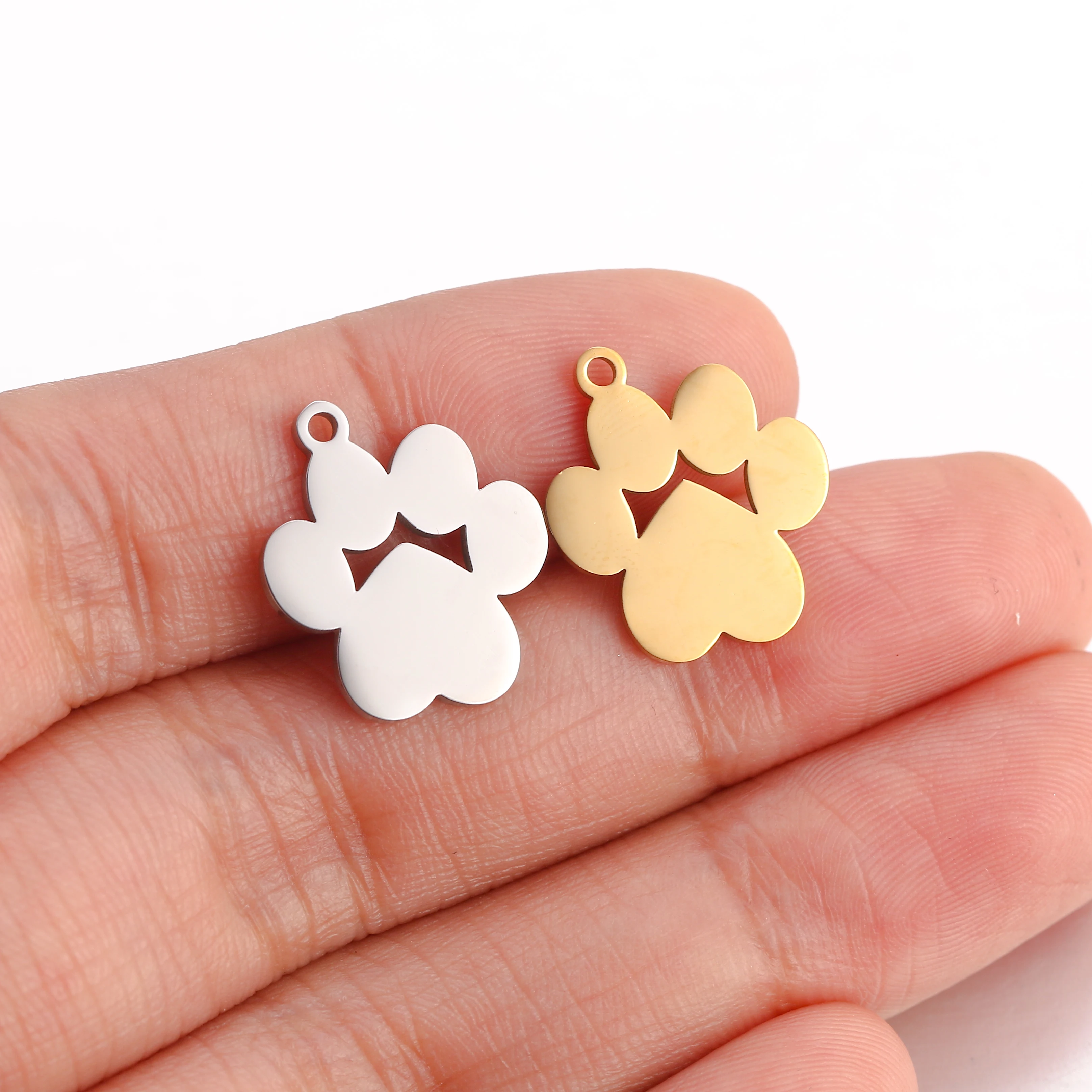 5 sztuk / partia Wisiorki zwierzęce 14,5x16 mm Miłość Brzoskwiniowe serce Kot i pies Pazur Urok Uroki ze stali nierdzewnej DIY do tworzenia biżuterii Crafting