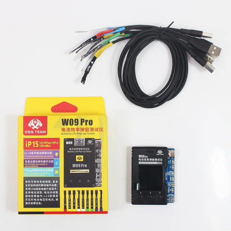 OSS W09 Pro V3 iPhone11-15PM 감지를 위한 배터리 수명 팝업 테스터 배터리 효율성 100% 사이클 건강 데이터 도구 수정