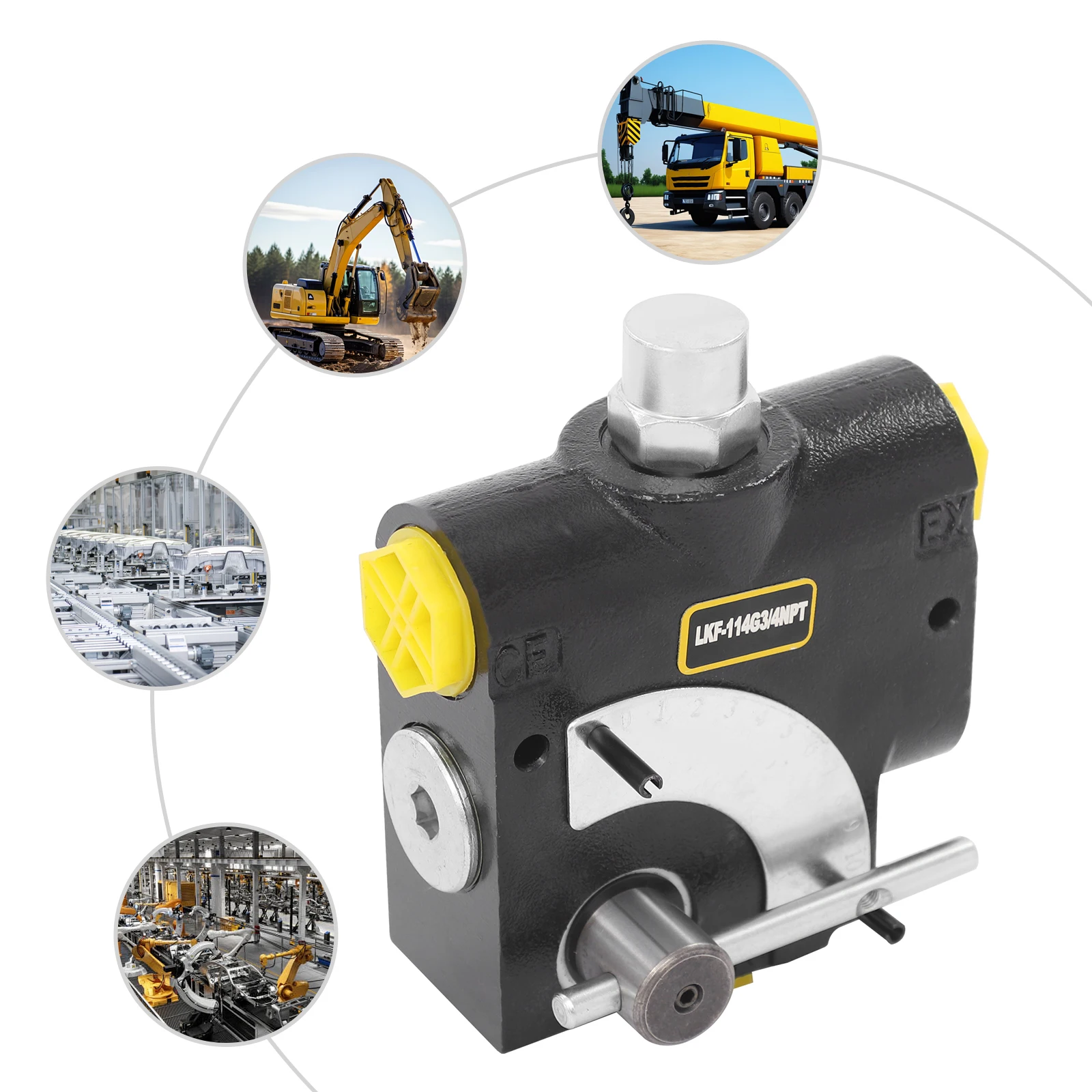 

Гидравлический регулирующий клапан 3/4“ NPT с максимальным расходом 0-30 галлонов в минуту (115 л/мин) для контроля скорости вращения двигателя