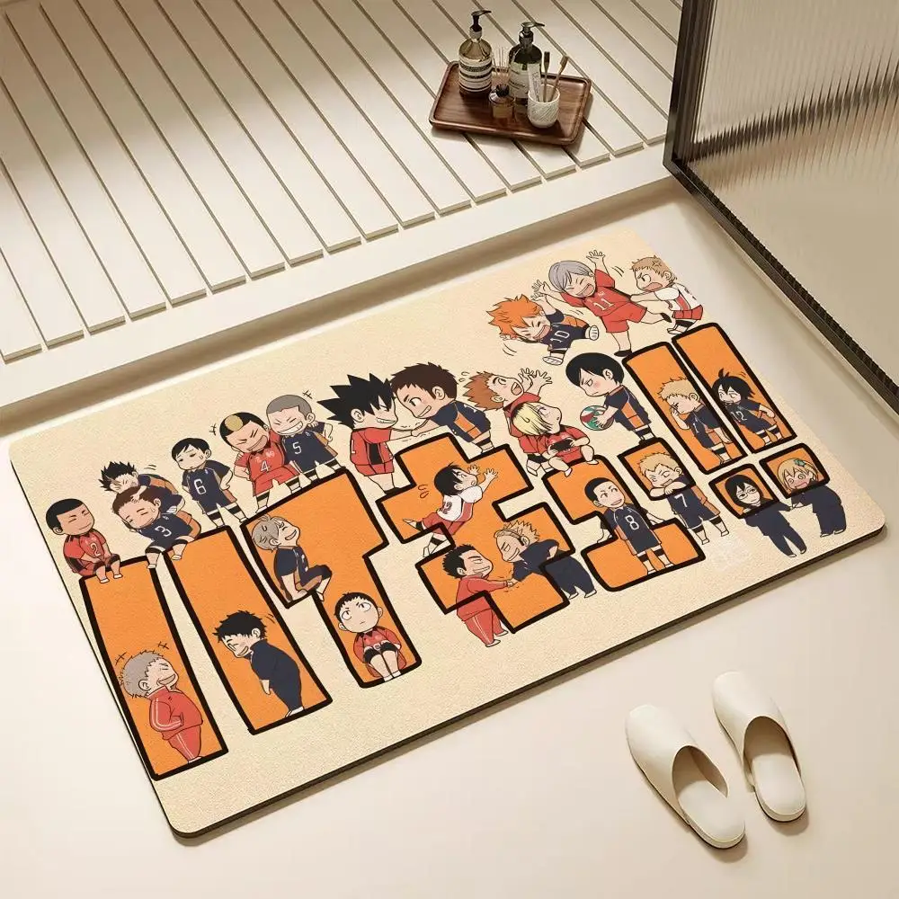 H-Haikyu ANIME Floor Mat Diatomite Bath Mat – Highly Absorbent, Non-Slip, Quick-Drying Bathroom Rug