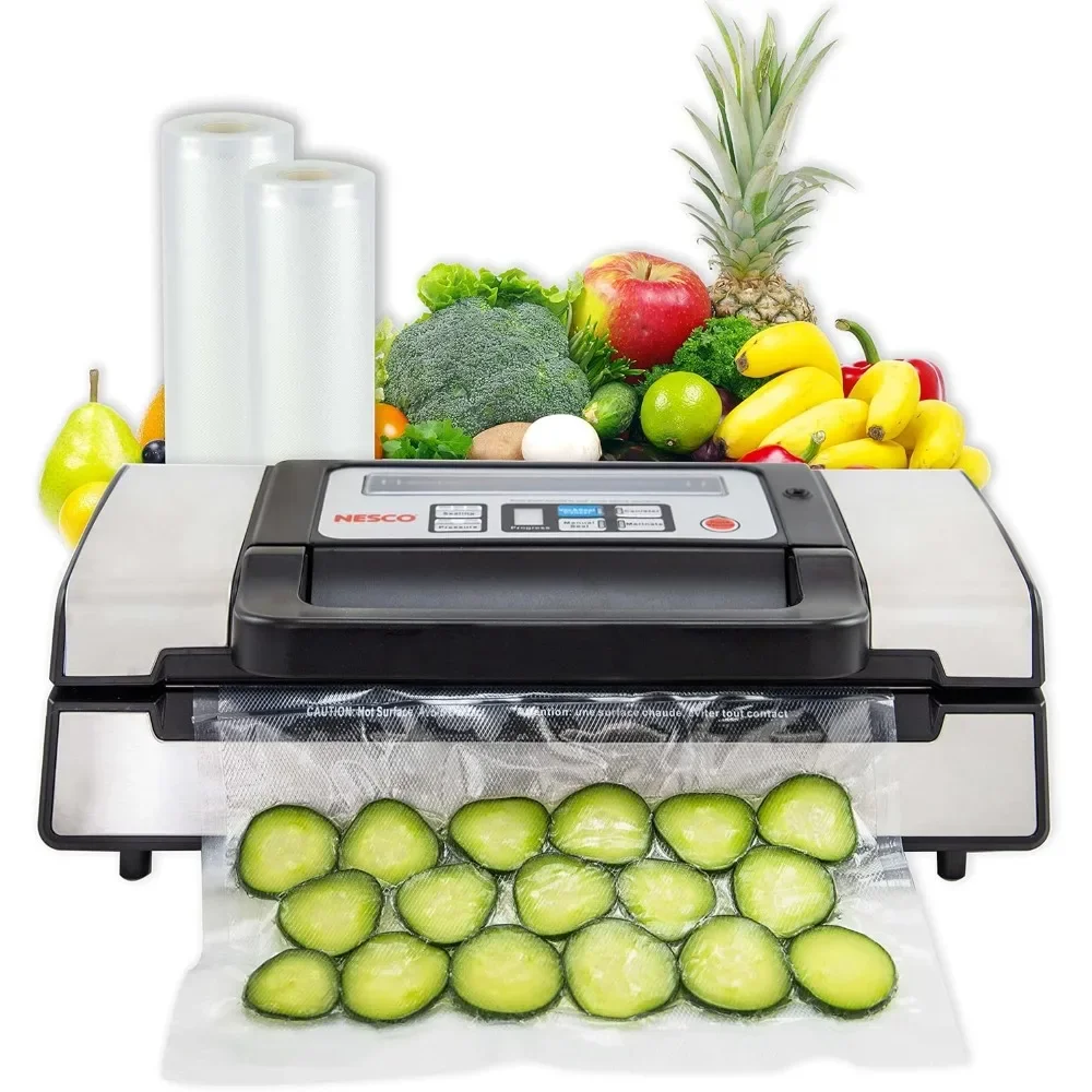 

Deluxe Food VS-12 Vacuum Sealer, 130 Watts, Kit Bags & Viewing Lid, Compact, Silver