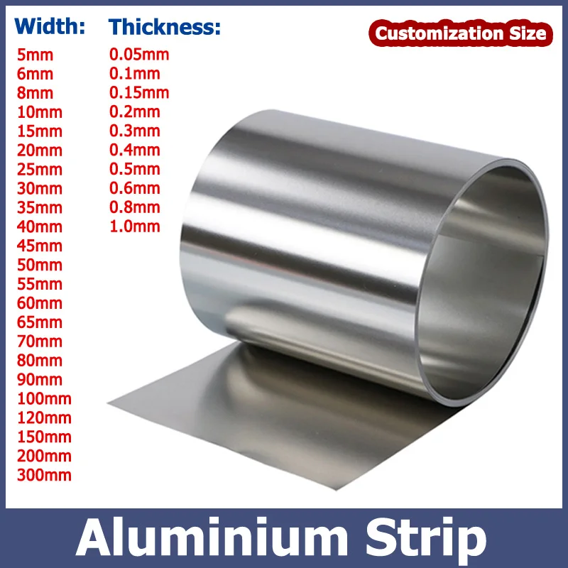 

1Meter Aluminium Strip Sheet Coil Plate Thick 0.02-2mm Width 10-500mm 0.03/0.04/0.05/ 0.1/0.2/0.3/0.4/0.5/0.6/0.8/1/1.2/1.5mm