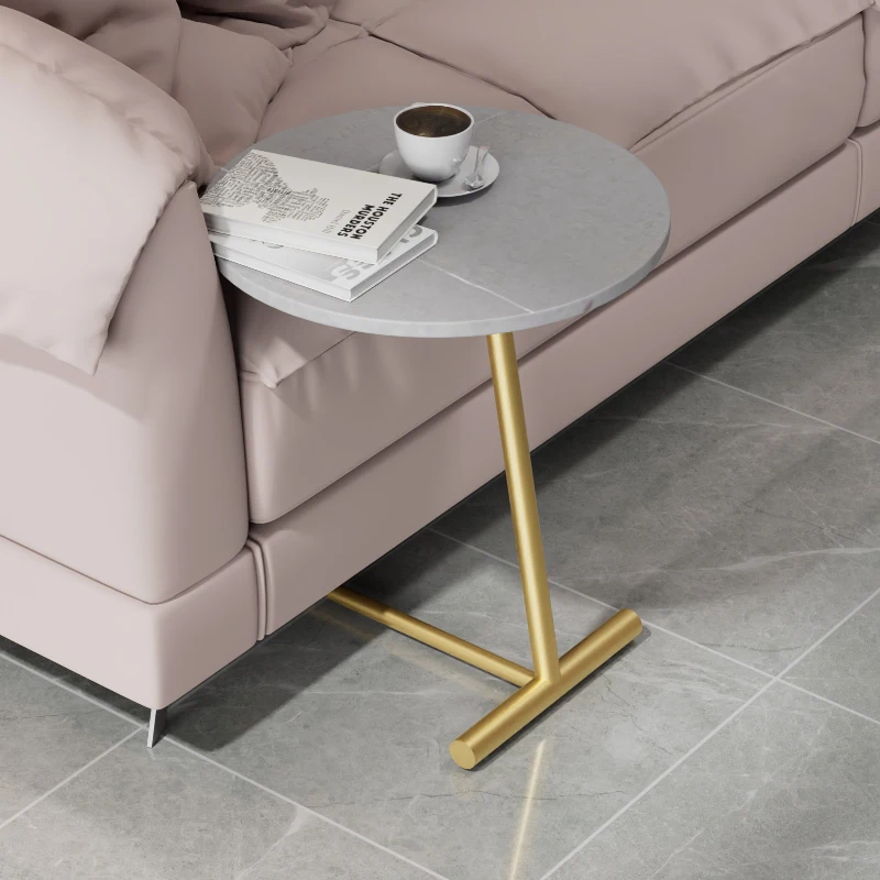 Household Side Table Gold Leg Corner Table for Sofa Bed, Stable End Coffee Table For Laptop Snack