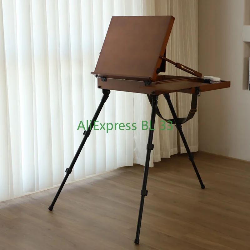 

Итальянский минималистичный светлый роскошный орех цвета акварельной живописи коробка мольберт открытый портативный эскиз многофункциональная живопись