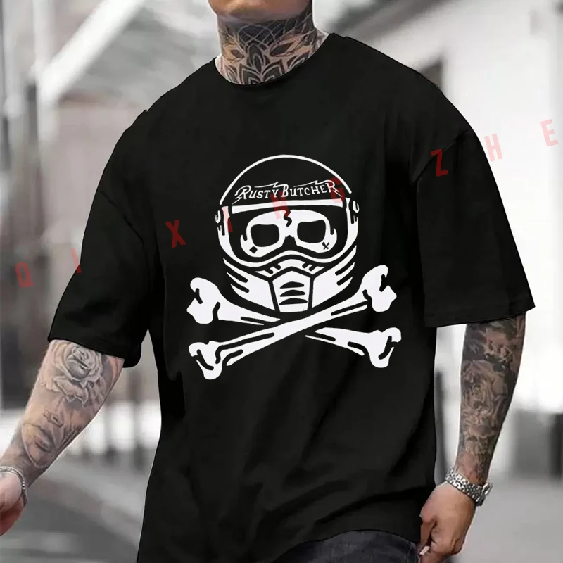 

Motorcycle Rust Butcher Vintage Ride West Coast Moto Men's and Women's T-shirt Cotton Casual Short-sleeved O-neck Tshirt Tees