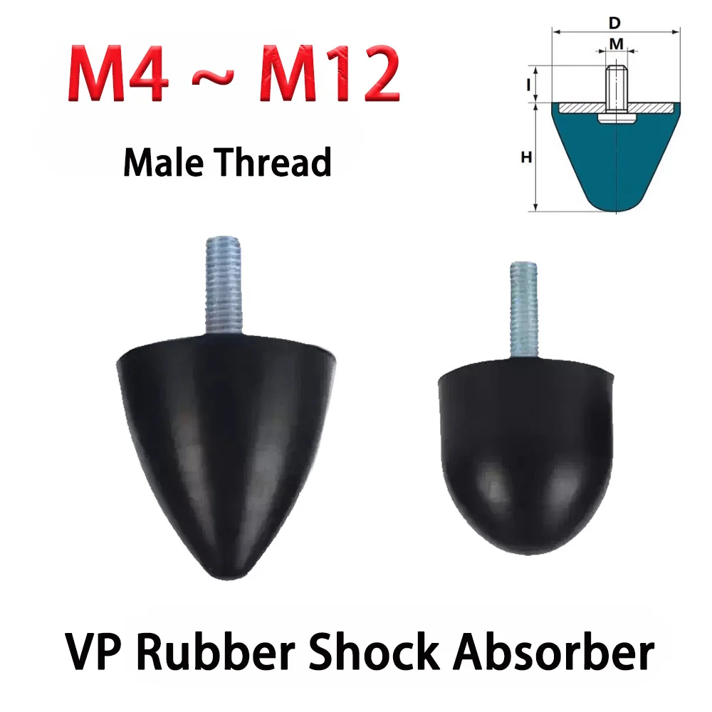 

1pcs M8 M10 M12 Male Thread Rubber Shock Absorber Conical Vp Type Shock Absorber Pad Shock-Absorbing Screw Column Buffer M6