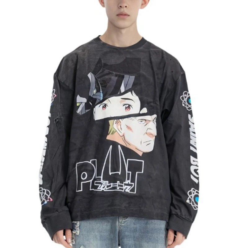 NIGO Men's Spring, Autumn And Winter High Street Letter Printed Round Neck Cotton Loose Pullover Black Sweatshirt Ngvp #nigo9471