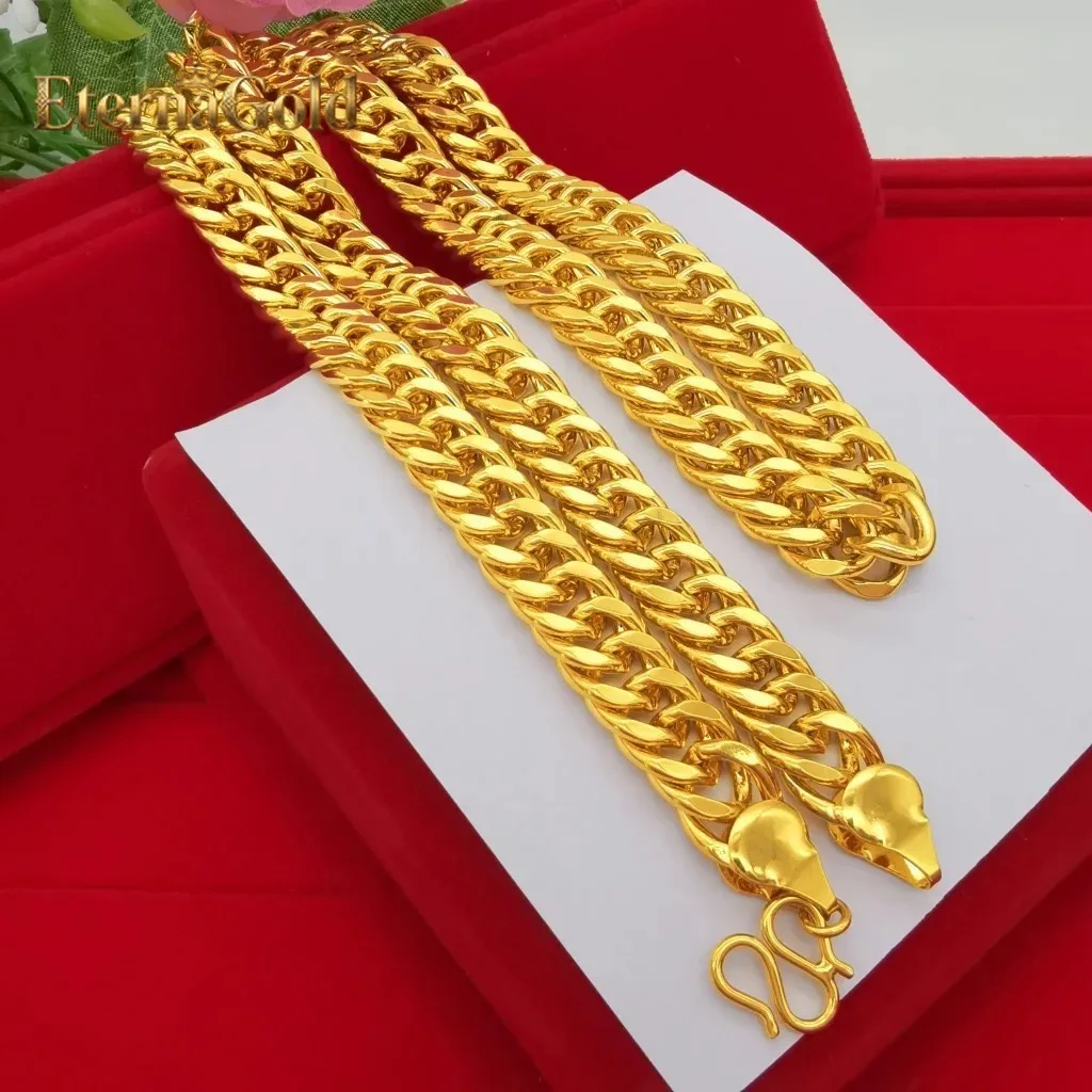 

EternaGold Luxurious 9999 24K genuine gold men's flat chain Boss gold necklace, simple and elegant, men's exclusive gold necklac