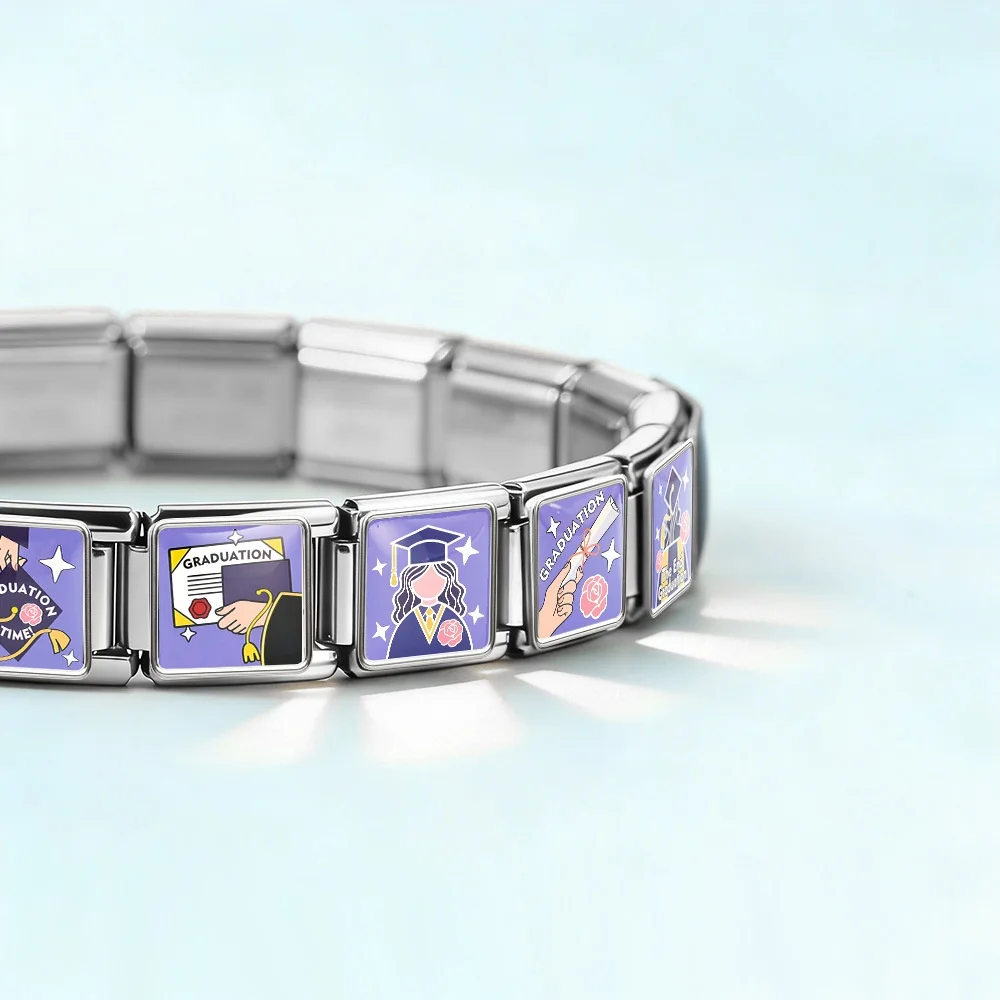 New Original Design Graduation Exclusive Gift Italian Charms Bracelet Link Fit 9mm Stainless Steel Module Making DIY Jewelry
