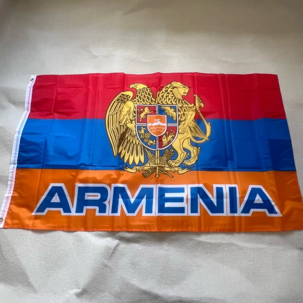 YIXIN FLAGArmenia National Emblem flag 90*150CM polyester hanging Armenia National Emblem flag / Armenian Flag for decorate