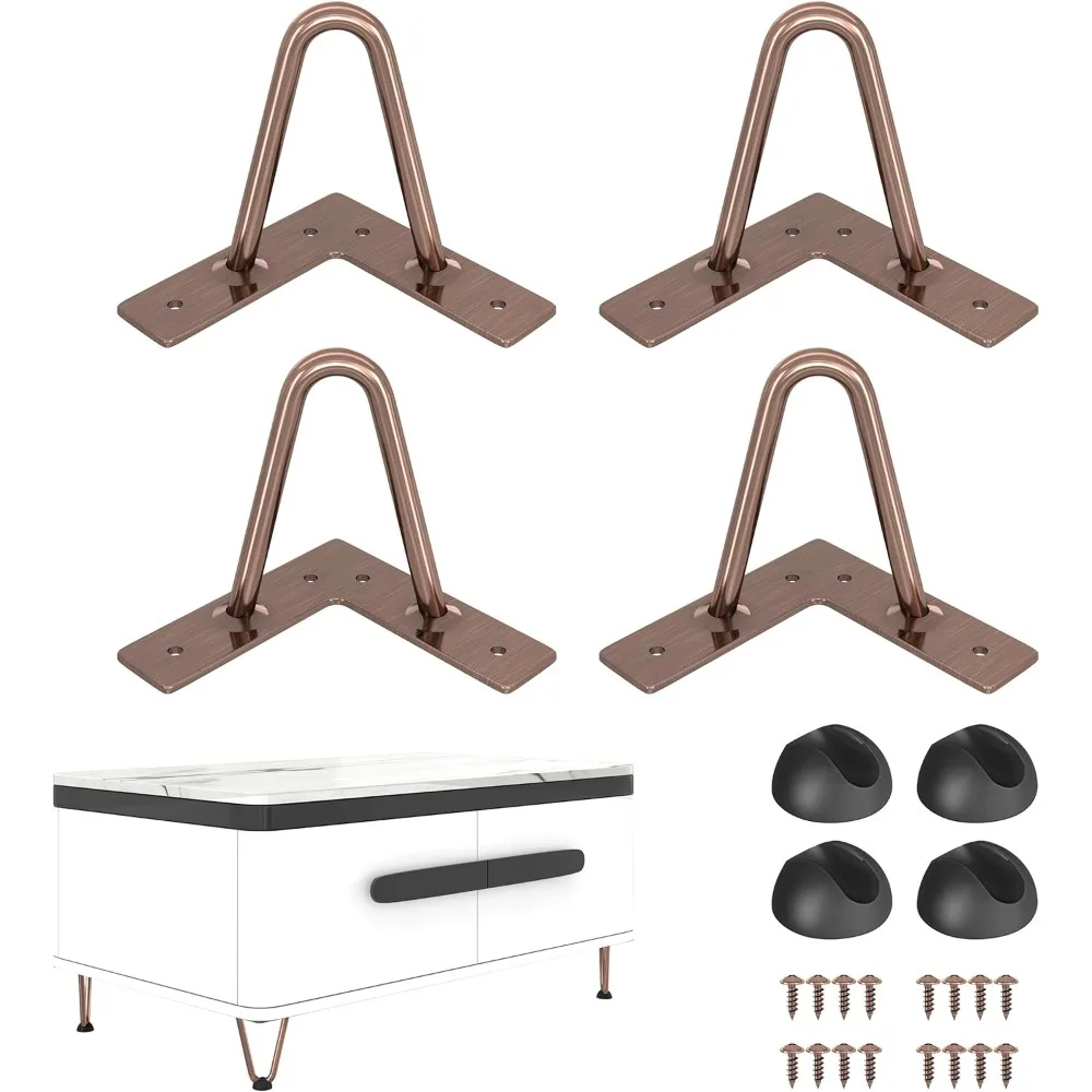 

4 Hairpin Table Legs: Set of 4 Metal Furniture Legs with Floor Protectors for Nightstand Coffee Table Bench Desk Home DIY Projec