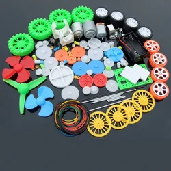 112Pcs DC Motor Kit Electric Mini Motor with Plastic Gears Motor Mounting Bracket Shaft Propeller for DIY Science Projects