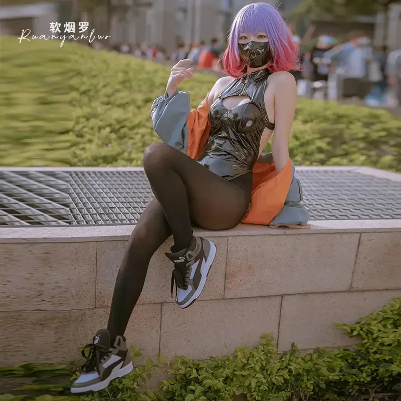 az15Soft Smoke Luo Lacquer Leather Fun 란제리 섹시한 원피스 지퍼 스냅 오픈 가랑이 무료 Cos 롤 플레잉 드레스 048