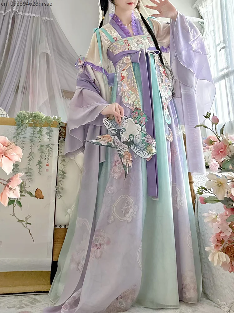 

Women Traditional Tang Dynasty Princess Hanfu Dress Elegant Ancient Chinese Style Lady Vintage Fairy Cosplay Stage Costume