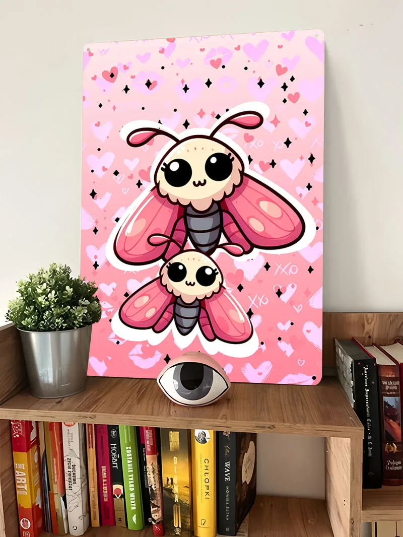 لطيف الوردي العث المعادن ملصق غرفة الزينة تخصيص معدن القصدير علامات للأطفال غرفة الديكور صور عناصر الجدار الديكور #4