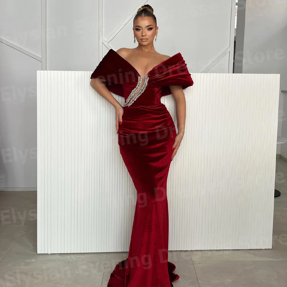 

Элегантные женские вечерние платья-русалка с открытыми плечами فساتين سهرة Индивидуальные платья для выпускного вечера без рукавов с бисером فساتين almaن esaبات goreng