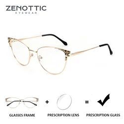 ﻿ZENOTTIC Trend Cat Eye Prescription Glasses Butterfly Anti Blue Light/Photochromic Half-rimless Optical Eyeglasses for Women