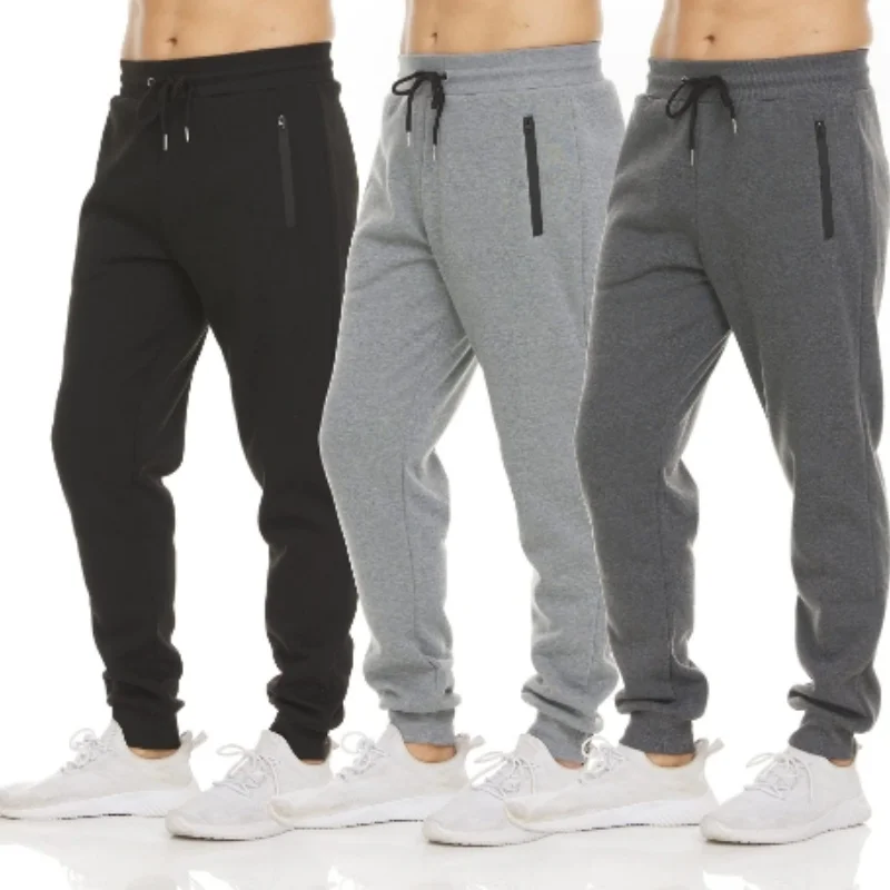 

Men's Sports Pants 3 Pack Fleece Active Athletic Workout Jogger Sweatpants for Men & Women with Zipper Pocket and Drawstring