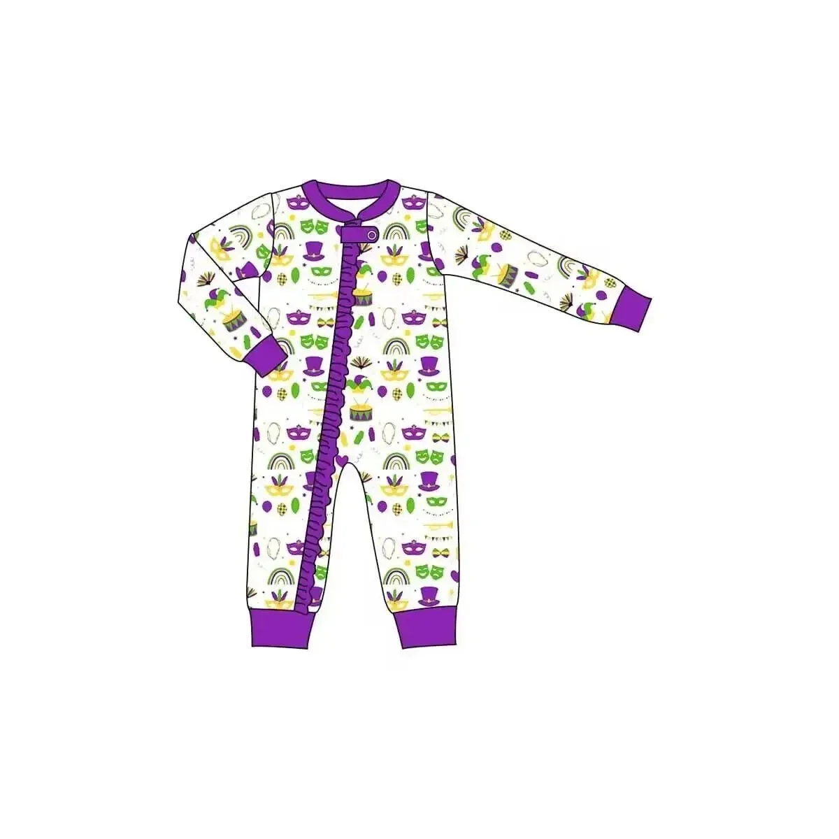 Fashion Boutique Baby Mardi Gras Jumpsuit Newborn Children's Clothes For Baby Sleeper