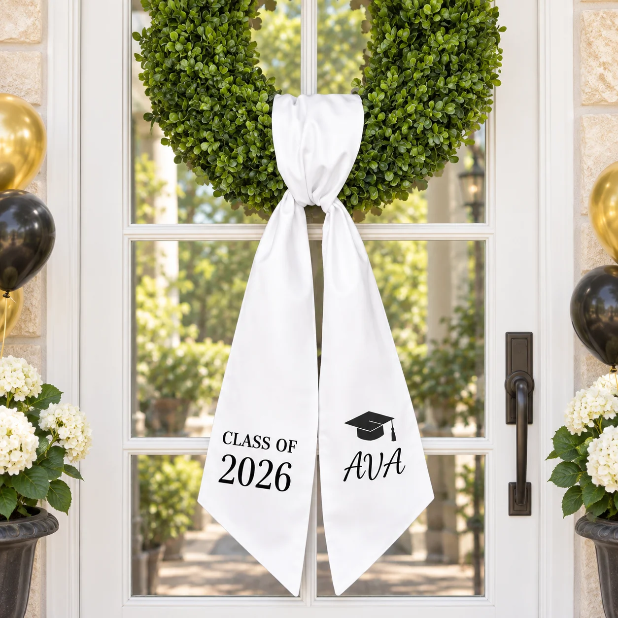 Personalized Graduation Sash Custom Name Class Of  Bouquet Wrap Ribbon Door Wreath Senior Grad Door Graduation Party Decor Gift