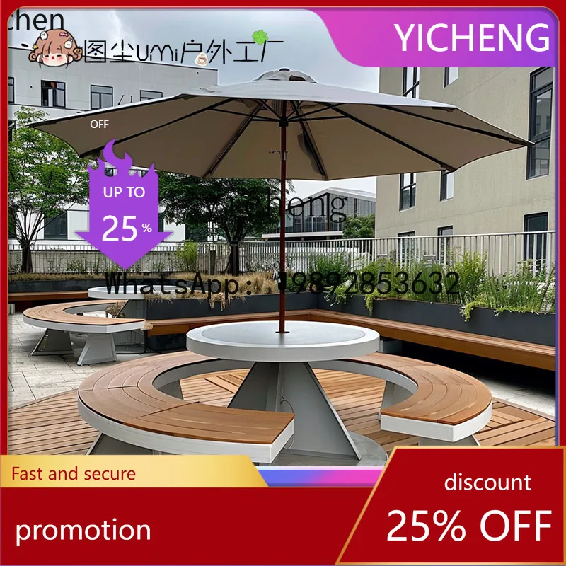 YFY  Outdoor Table and Chair Restaurant Canteen Park Round Table Bench Outdoor Commercial Street Rest Bench