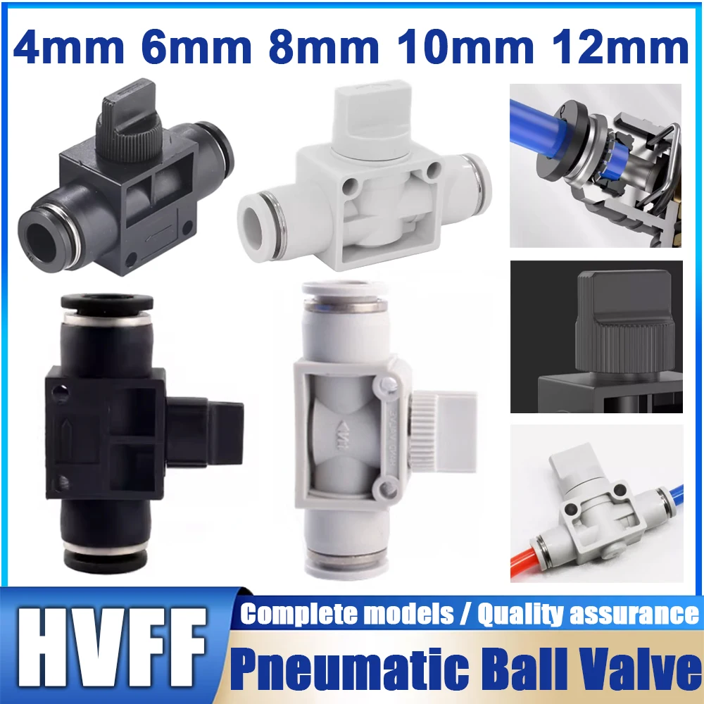 

HVFF Air Manual Valve Plastic 4mm 6mm 8mm 10mm 12mm Pneumatic Push In Quick Joint To Turn Switch Manual Current-limiting Valve