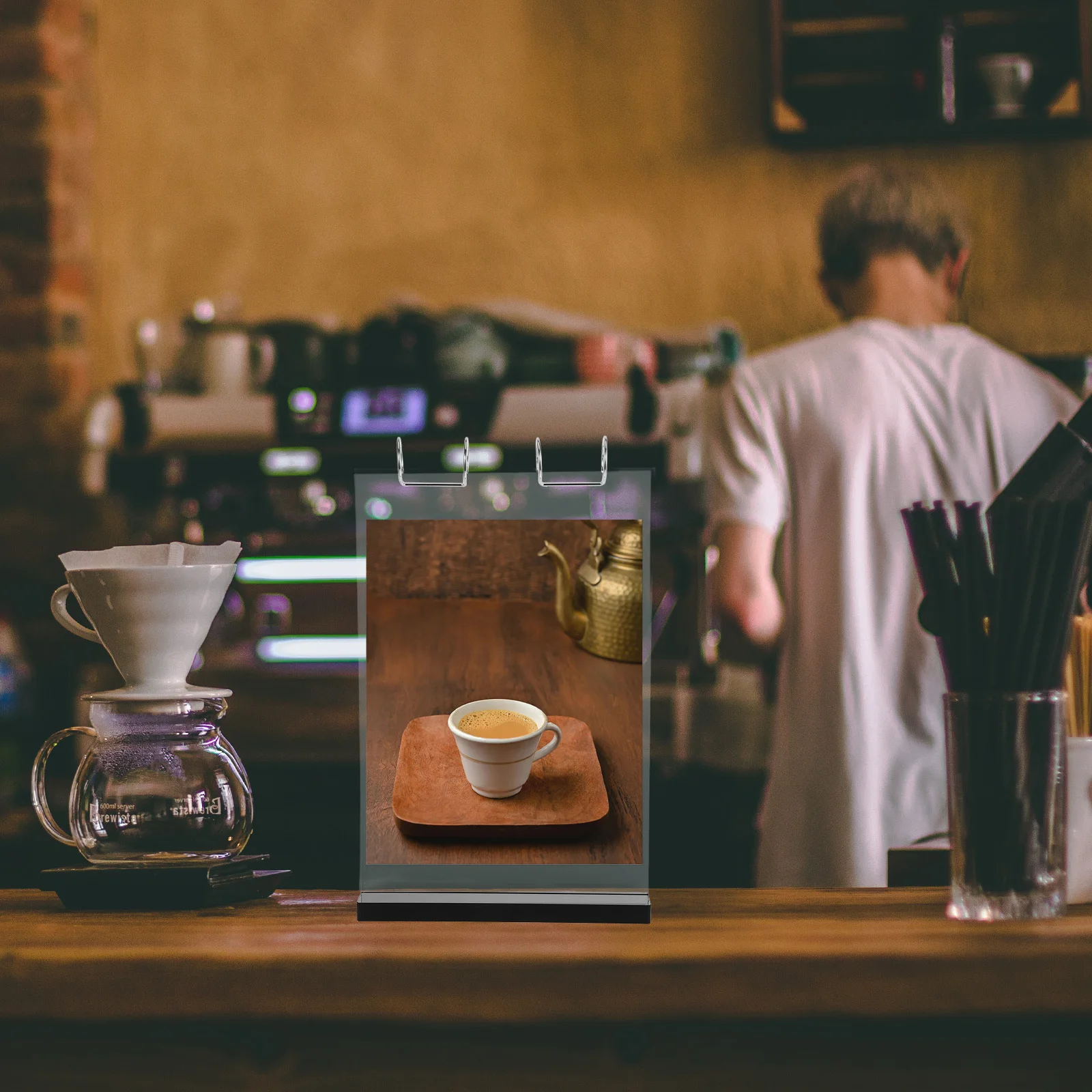 

Menu Display Rack A4 Clear Acrylic Sign Holder Tabletop Double-Sided Flip Design Desktop Storage Rack For Cafe Poster