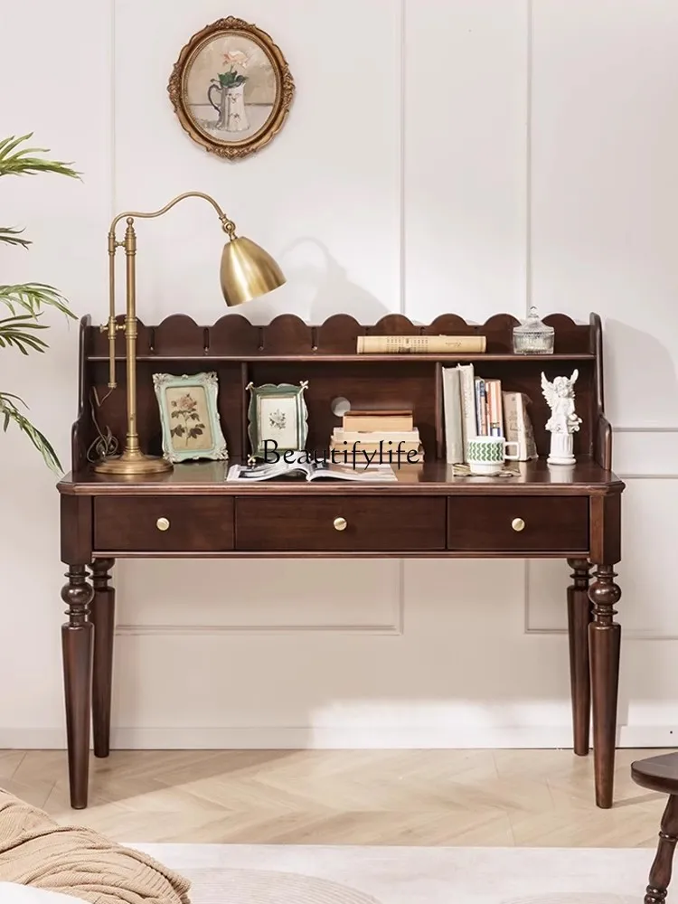 

American all solid wood desk small simple French retro writing desk study table