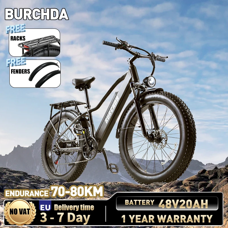 BURCHDA RX20 Elektro-Mountainbike 48V20AH Lithium-Akku 26 Zoll 4.0 Fat Tire E-Bike Elektro-Mountainbike Motorrad für Erwachsene