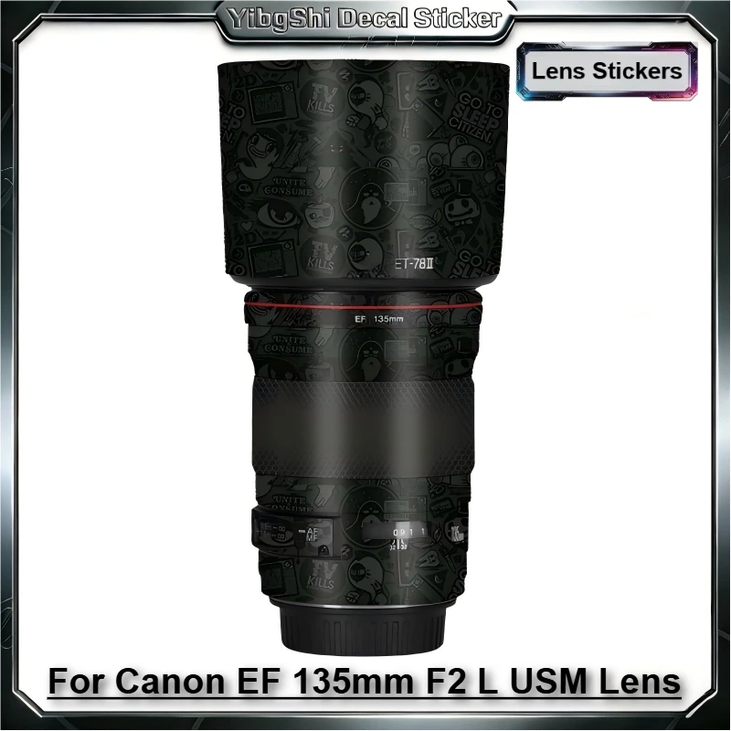 Pegatina Protectora de Vinilo para Lente Canon EF 135mm F2 L USM, Película Protectora Antiarañazos para el Cuerpo del Lente, Protector de Lente EF135 F2L