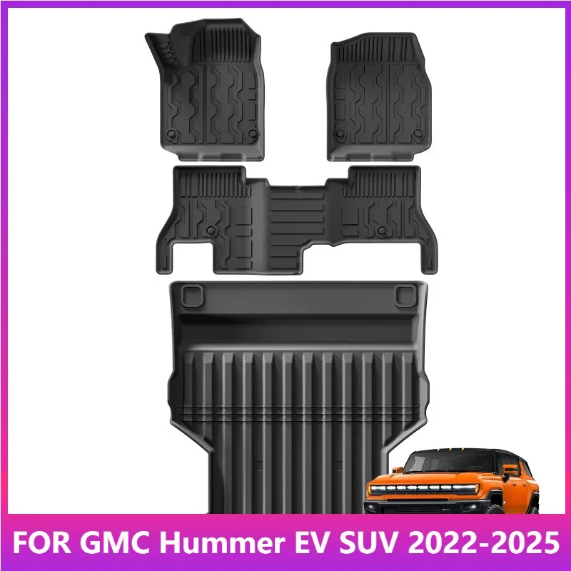 

Автомобильные коврики на спинку багажника для GMC Hummer EV SUV 2022-2024 2025 всепогодный напольный коврик TPE 3D коврик для ног черный