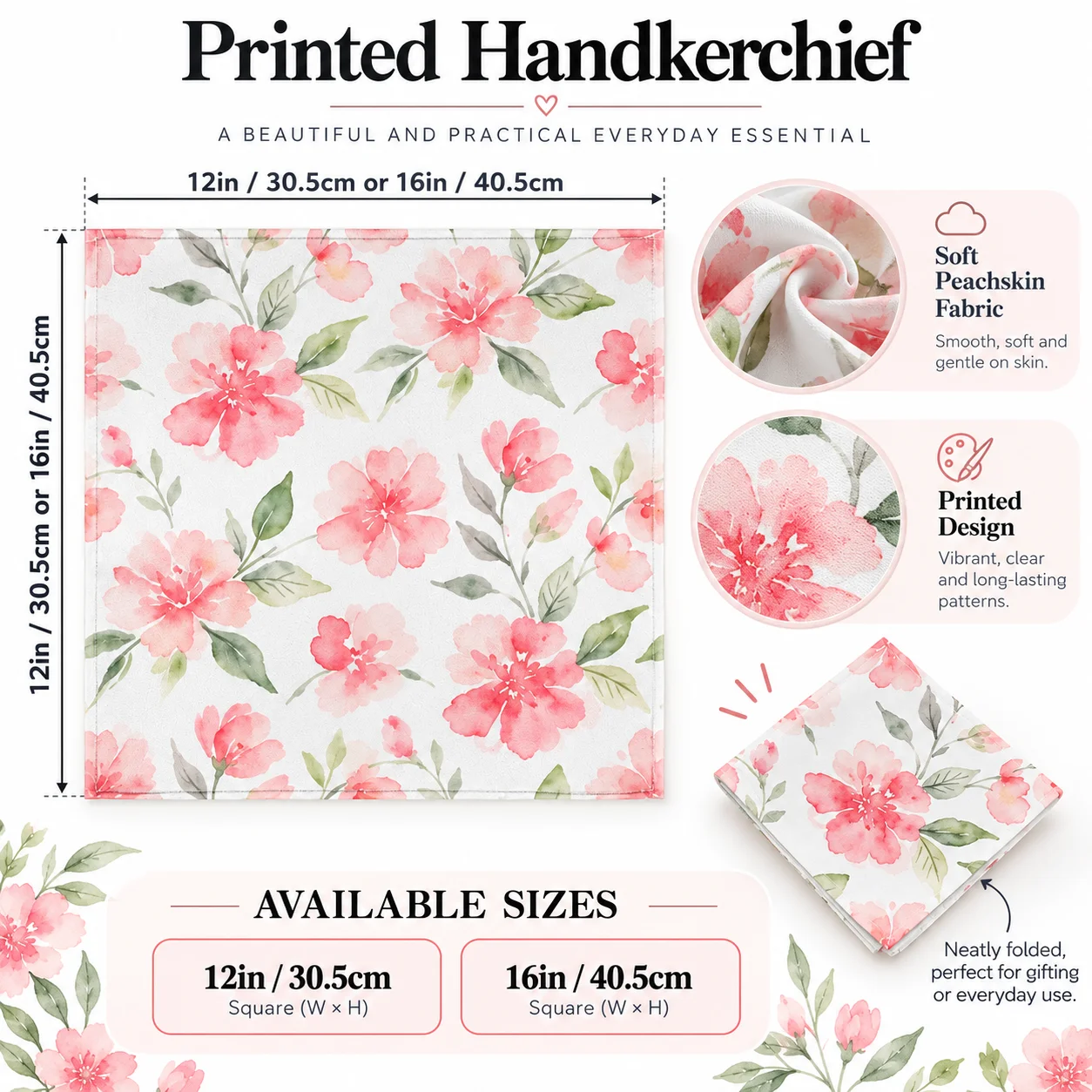 Custom Printed Handkerchief, Personalized Any Image Pattern Reusable Square Hand Towel for Gift & Daily Use