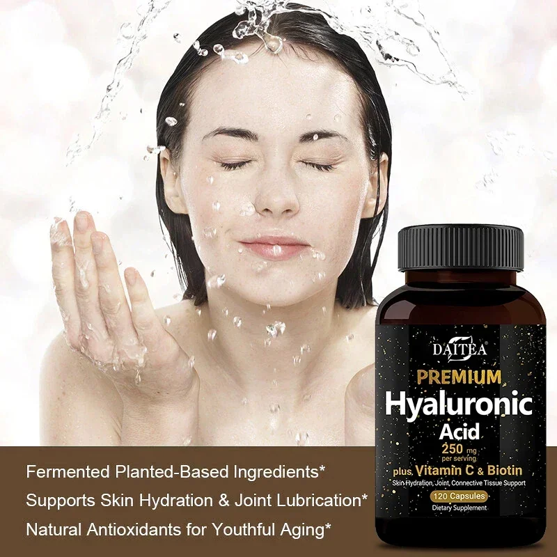 Hyaluronic Acid Supplement with Biotin & Vitamin C - Skin Moisturization, Joint Lubrication, Hair & Eye Health Hyaluronic Acid