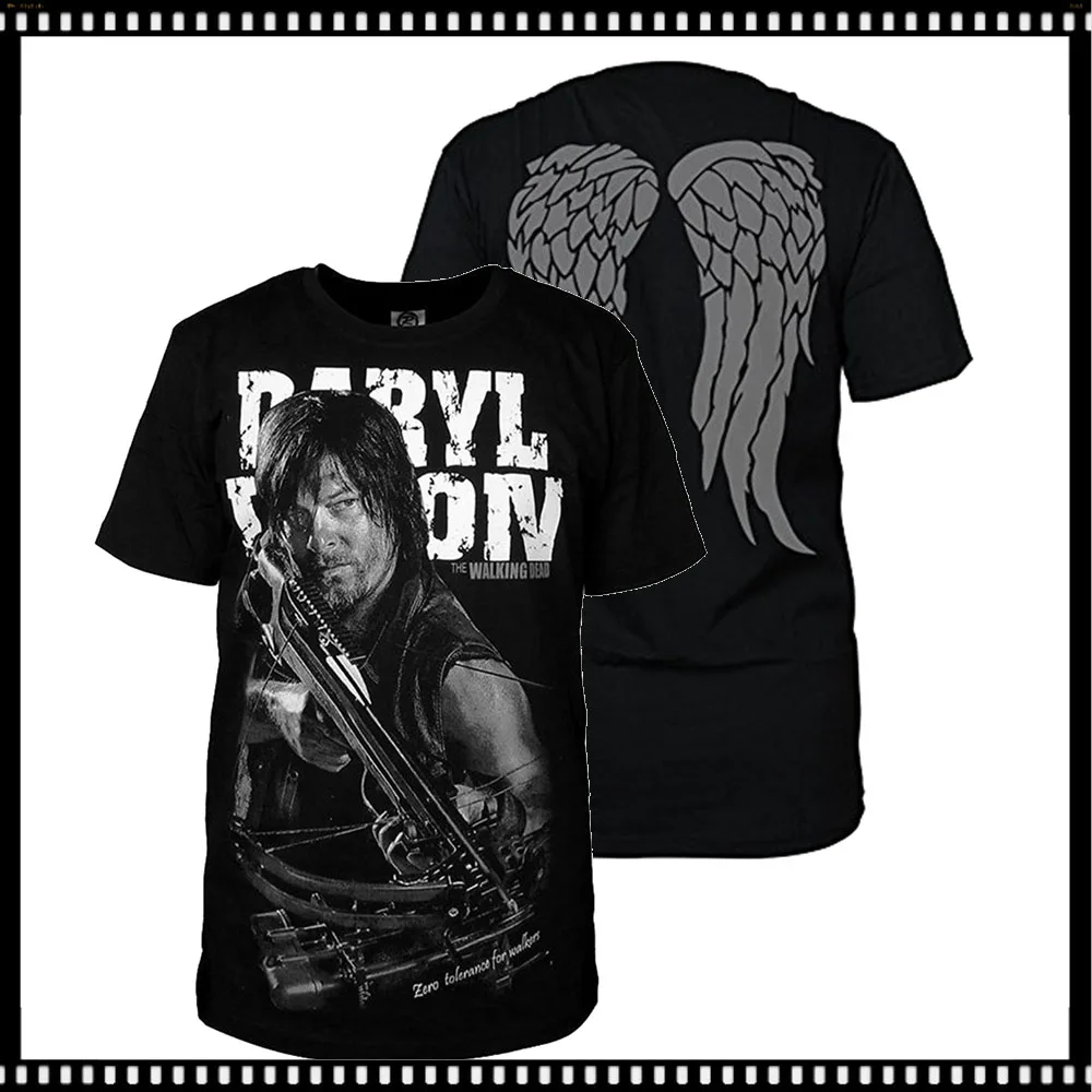 The Walking Cos Dead Daryl Dixon Cosplay Angel Wings 3D Printed Sweatshirt Pullover Summer Black Short Sleeved Shirt