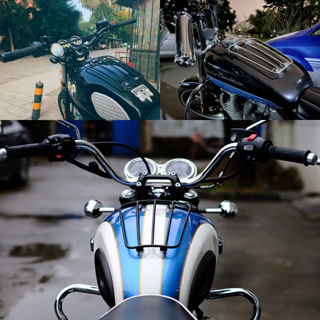Motorcycle Universal Fuel Gas Tank Luggage Rack Shelf Holder Bracket With Suction Cups For Triumph Bonneville Thruxton 900 T100