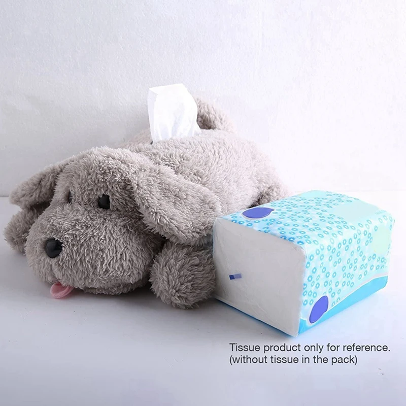 2X Plush Dog Toy Tissue Holder Cartoon Tissue Cover Paper Holder Napkin Box Paper Storage Box