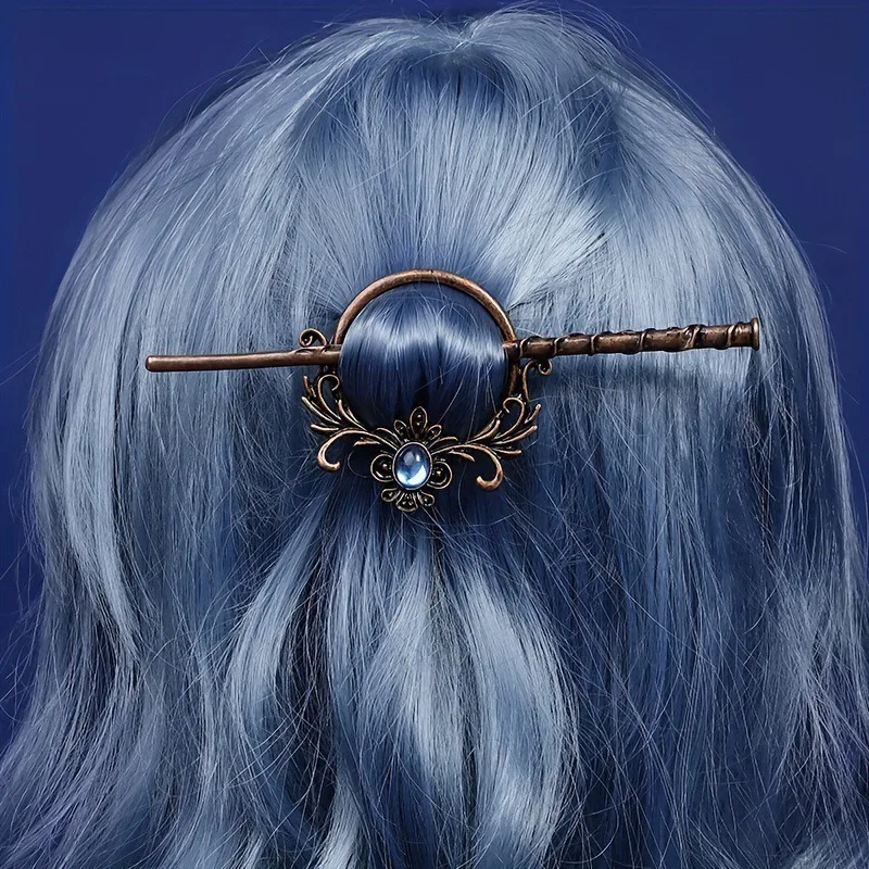 Luxury Classical Viking Style Imitation Moonstone Hair Clip Norwegian Style Y2k Bohemian Fashionable Versatile Hair Accessory